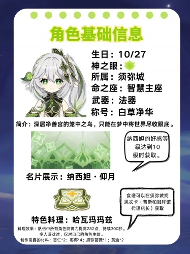 纳西妲角色攻略