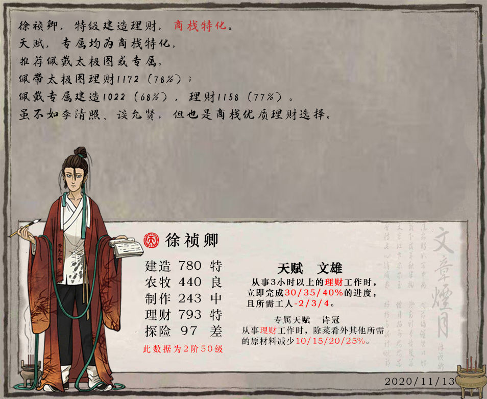 江南百景图徐祯卿培养攻略