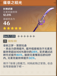 原神薙草之稻光满级属性介绍