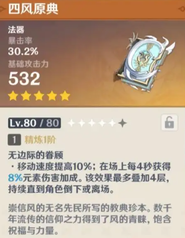 原神四风原典满级属性介绍