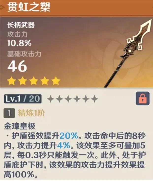 原神贯虹之槊满级属性介绍