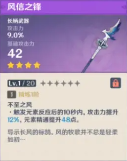 原神风信之锋满级属性介绍
