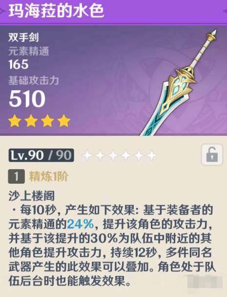 原神玛海菈的水色满级属性介绍