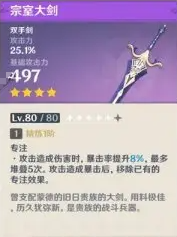 原神宗室大剑满级属性介绍