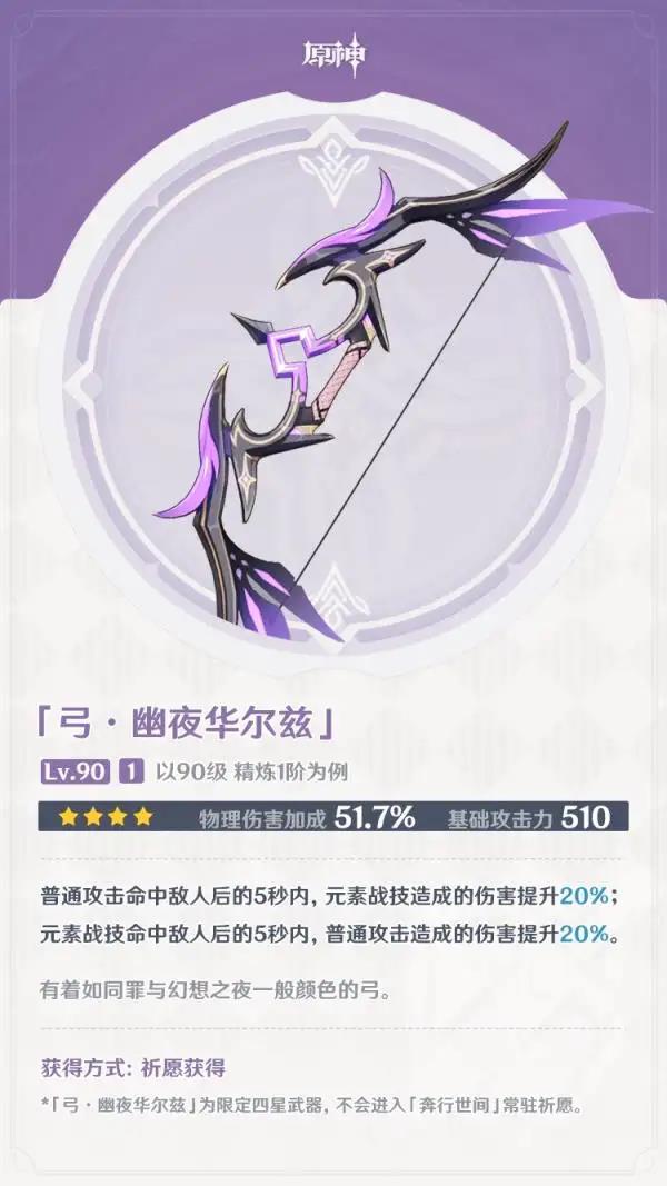 原神幽夜华尔兹满级属性介绍