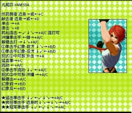 拳皇2000凡妮莎出招表