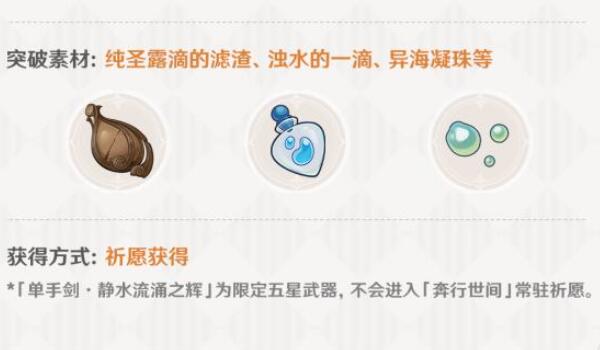 原神静水流涌之辉突破材料