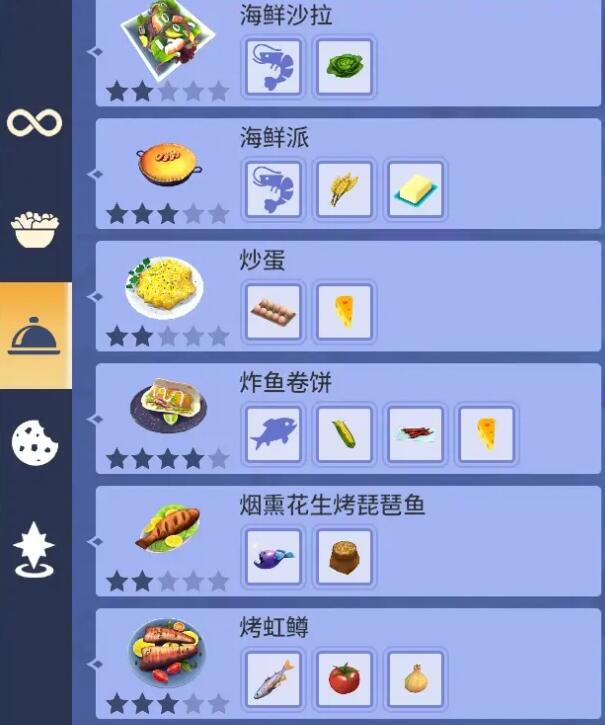 迪士尼梦幻星谷主菜食谱大全