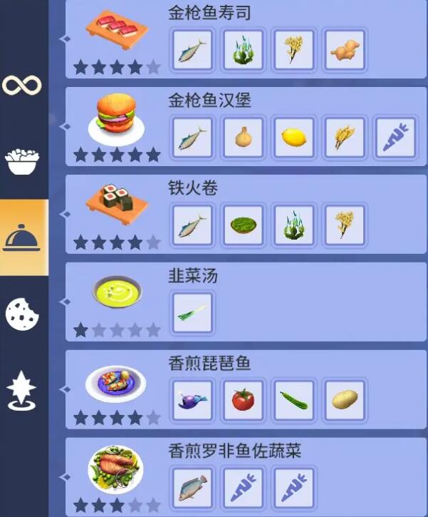 迪士尼梦幻星谷主菜食谱大全